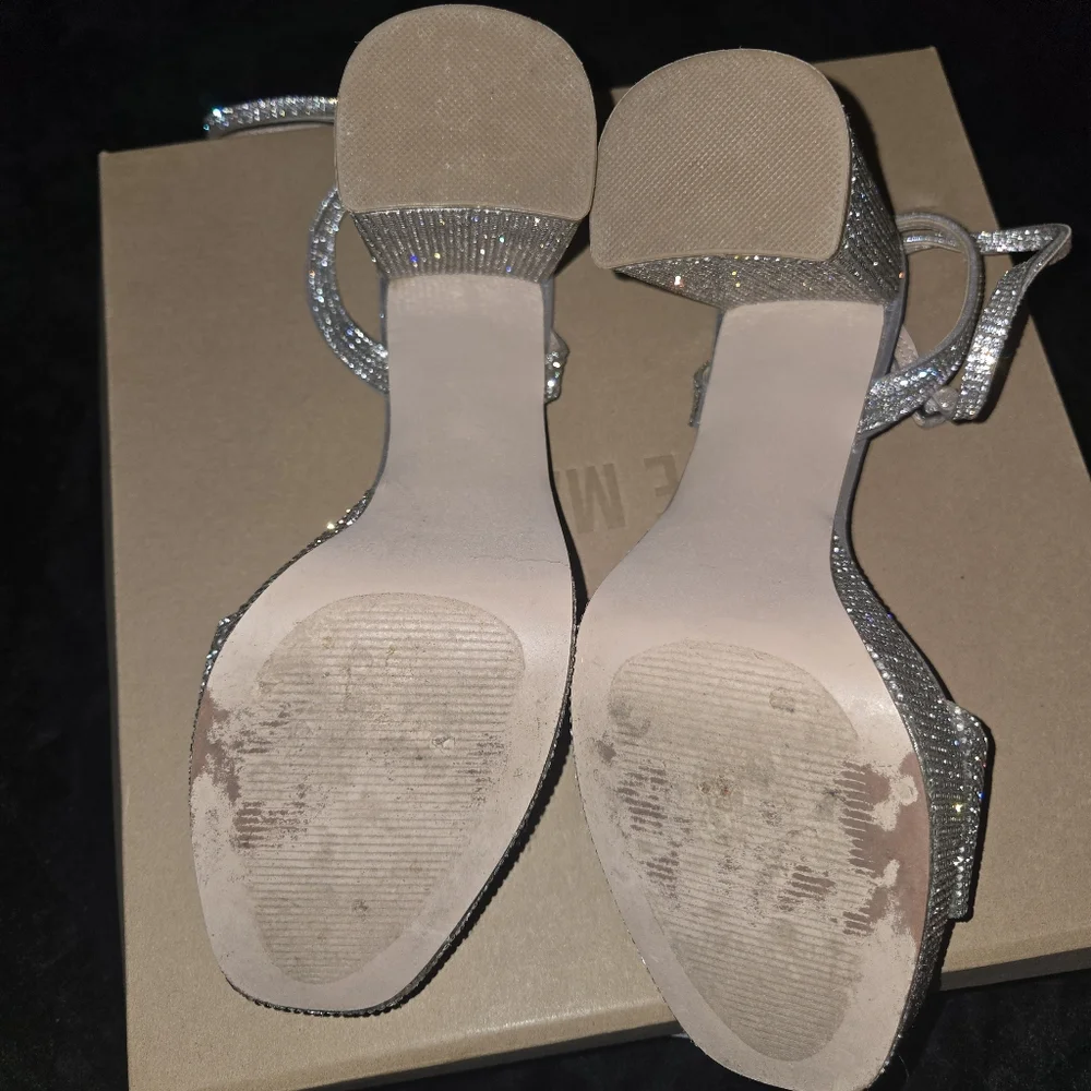 Steve Madden Silver Crystal Platform Sandals